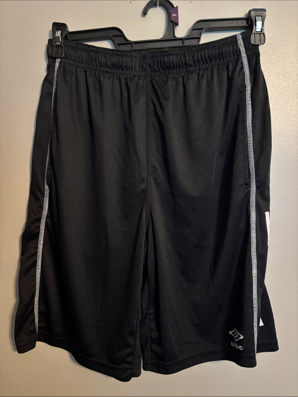 Umbro Black Athletic Shorts with White Contrast Piping